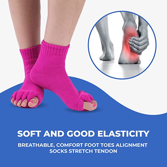  Foot Alignment Socks with Toe Separators by My Happy Feet, for  Men or Women